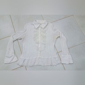 Allison Taylor Elegant White Women's Long Sleeve Blouse Sz XL